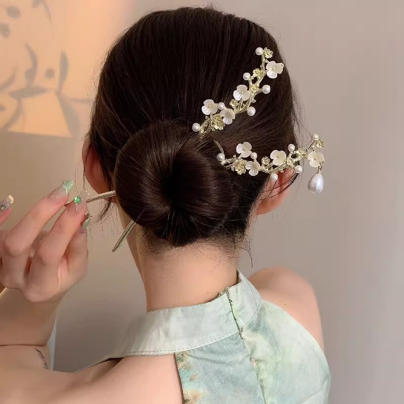 高級気質百合頭飾り新古風花高級感ヘアピン清新甘美女古風チャイナドレスヘアピン|undefined