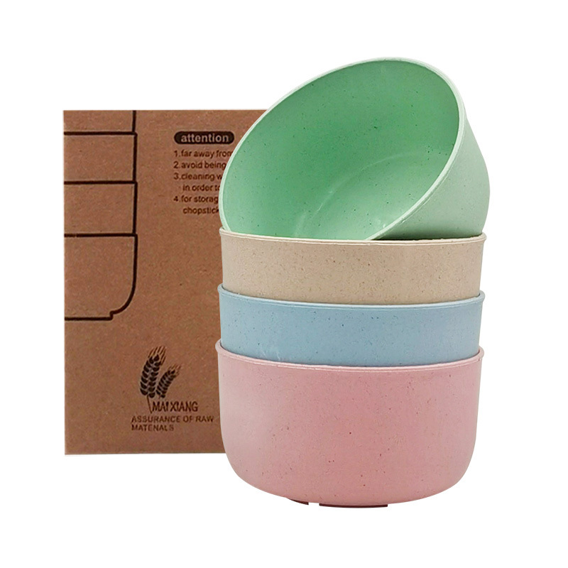 外贸小麦秸秆碗简约家用米饭碗学生宿舍泡面碗儿童防摔碗汤碗套装