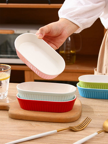 BB4C wholesale bedding ceramic baking bowl steamed cheese baked rice plate home baking tableware oven special