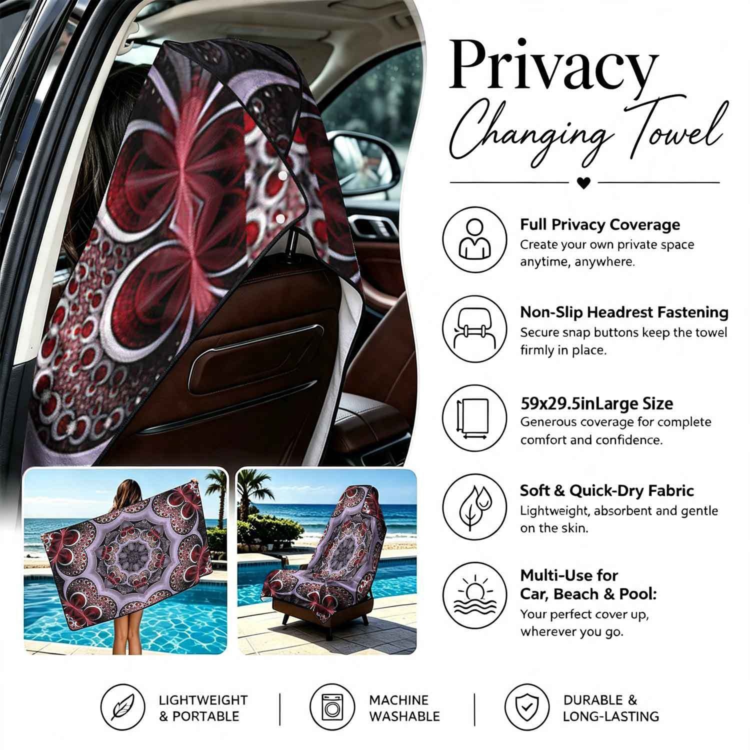 Geometric Bath Towel Car Seat Cover 2-in-1 Microfiber Outdoor Beach Car Dual-Use Universal Seat Cushion