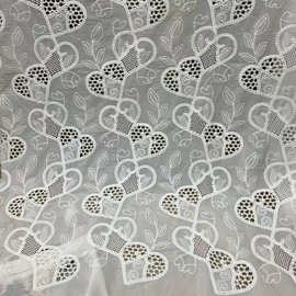 工厂直销外贸爱心激光刺绣雪纺底牛奶丝服装辅料连衣裙配饰桌布