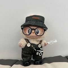 labubu牛仔背带裤娃衣一二三代拉布布17cm搪胶盲盒配饰适用自嘲熊