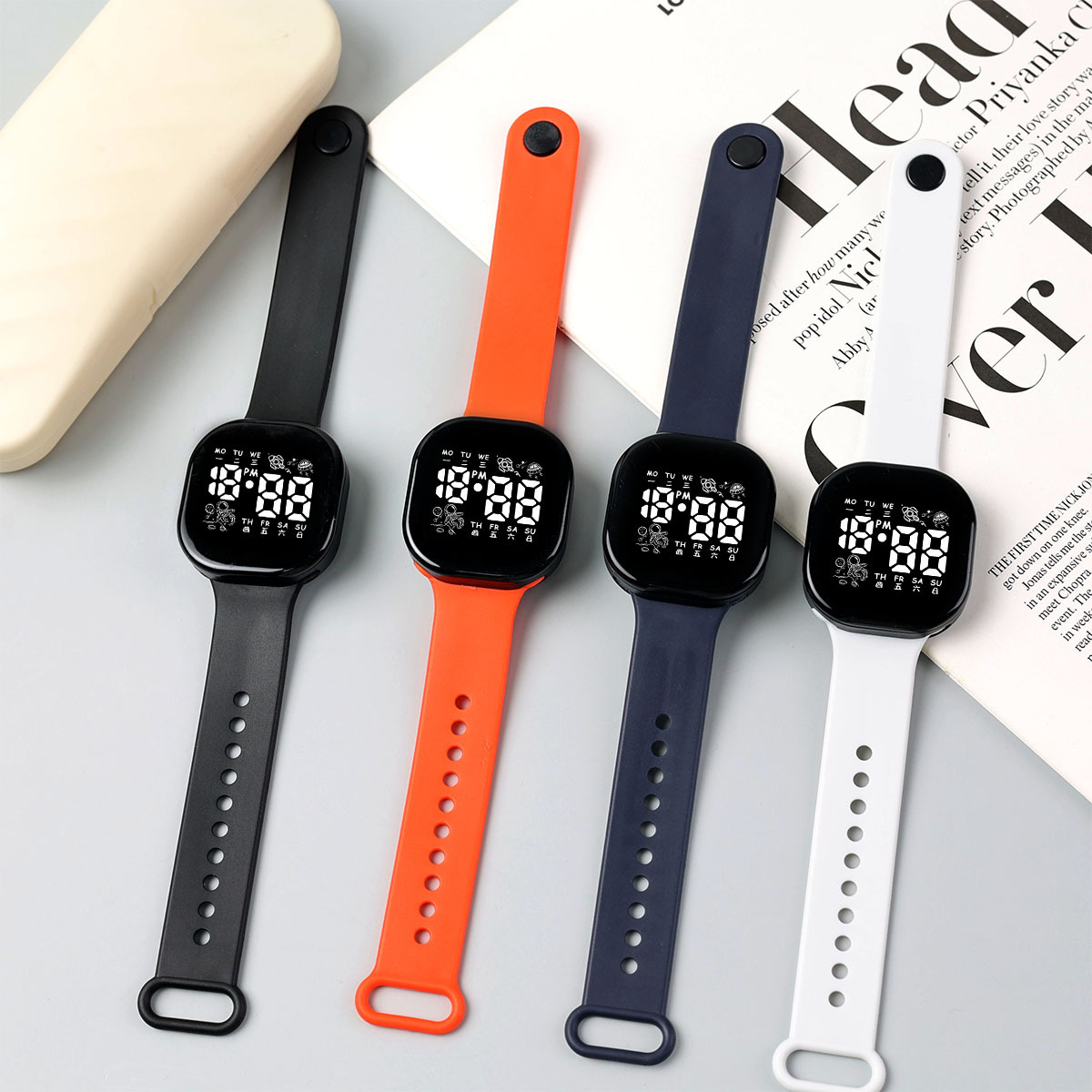 Foreign Trade New Astronaut Square Watch Junior High School Student Touch Screen Luminous Sports Simple Personalized Electronic Watch