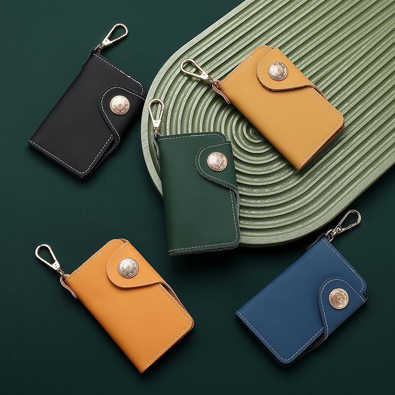 New cowhide multi-functional key pouch for men and women, portable waist card holder, universal key creative storage bag