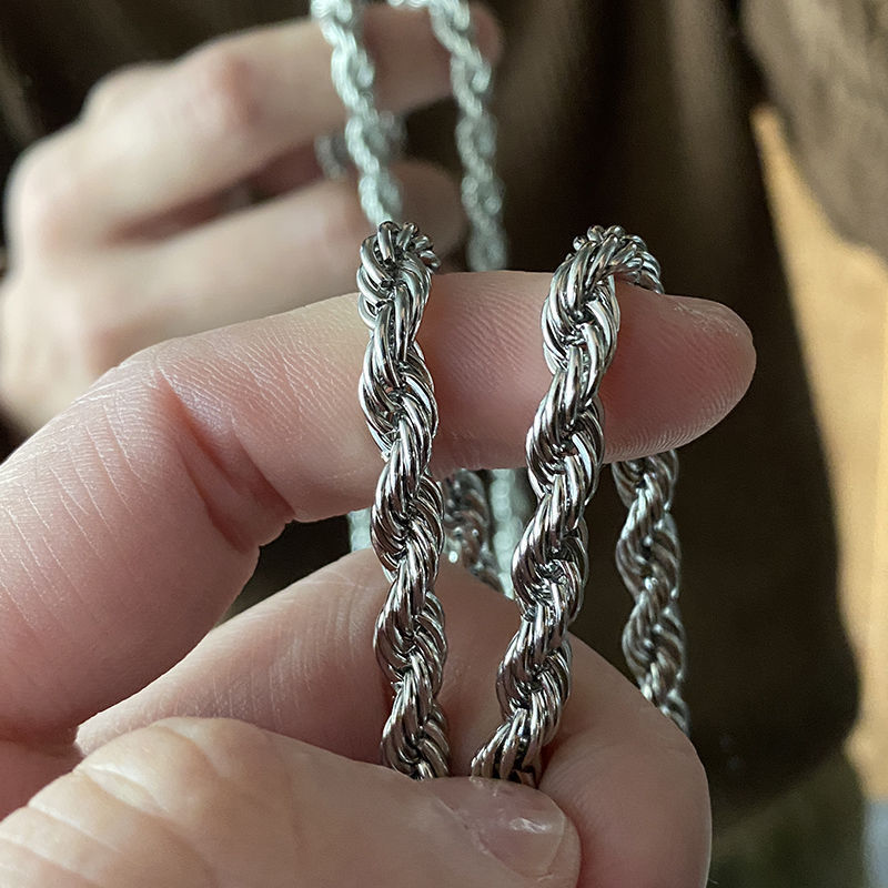 Stainless Steel Twist Clavicle Chain Titanium Steel Thick Necklace Unisex Trendy Personality Versatile Hip-Hop Men's Necklace Non-Fading