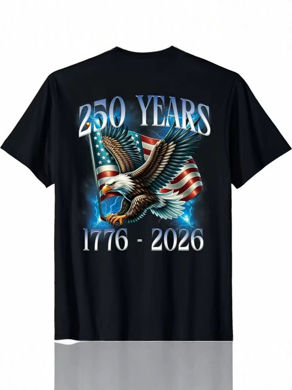 250Th Anniversary of American Independence Commemorative T-Shirt, Pure Cotton Short-Sleeved for Men and Women, 1776-2026, Patriotic Eagle Flag Print 250Th Anniversary of American Independence Commemorative T-Shirt, Pure Cotton Short-Sleeved for Men and Women, 1776-2026, Patriotic Eagle Flag Print