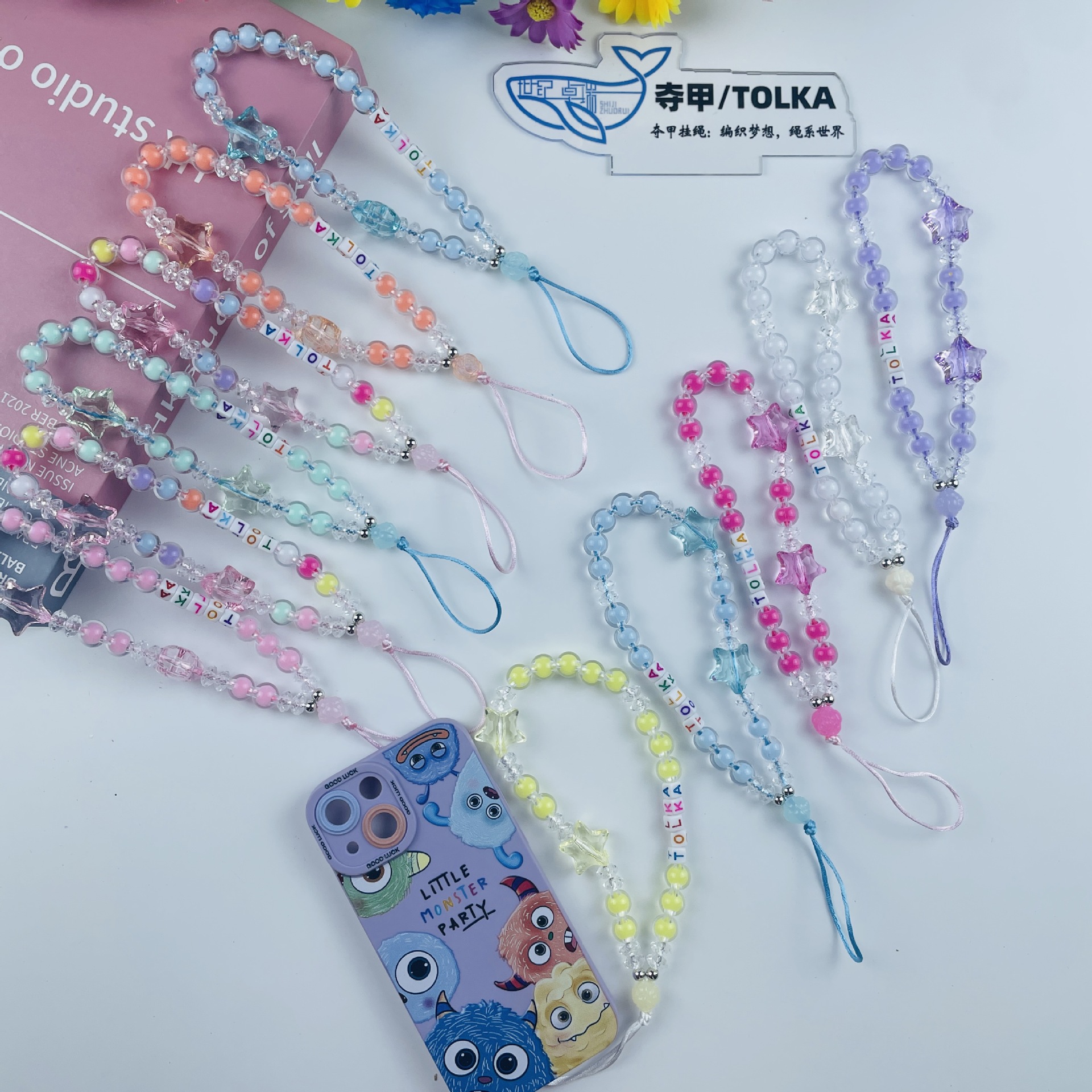 韩版小熊手机壳手链diy蝴蝶结CCD相机吊坠挂饰短款防丢手腕带链条