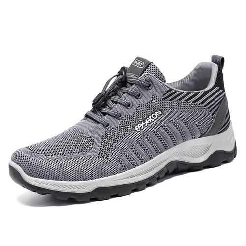 Walking shoes men's soft-soled fly-knit sports shoes  spring new style single shoes comfortable Korean style breathable casual mesh shoes