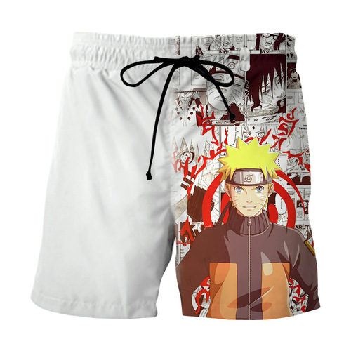 Summer European and American Dragon Ball Z and Naruto 3D Print Shorts, Loose Casual Pants, Japanese Anime Style Men's Beach Shorts