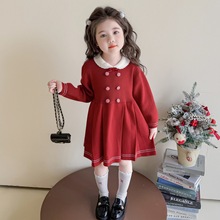 女童秋装连衣裙学院风2025新款小女孩宝宝秋季周岁女宝宝礼服裙子