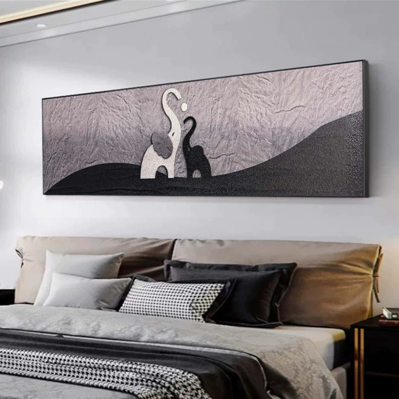 Современный простой песчаник с принтом, черно-белый, серый, прикроватное украшение, картина, диван, фон, настенная живопись, слон для матери и ребенка 40150
