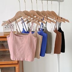 夏季新款一字肩美背吊帶裹胸打底內衣女一體杯抹胸外穿內搭小吊帶