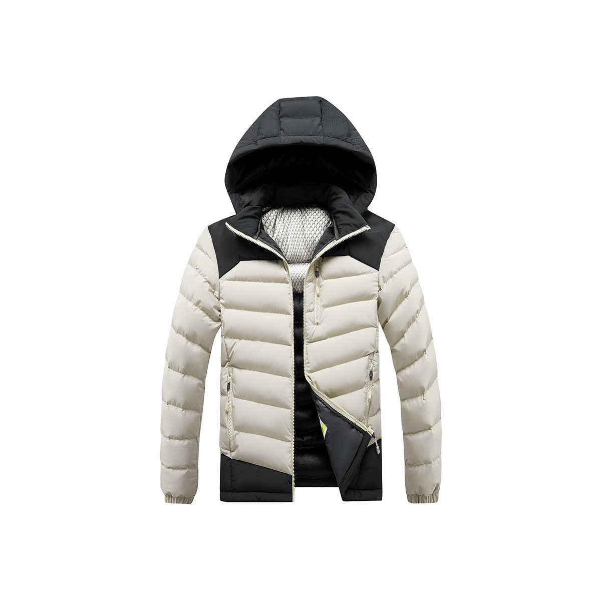 Rib Suit, Cotton-padded Coat For Men, Graphene Removable Cap, Thickened Contrasting Coat For Men_voghion.com