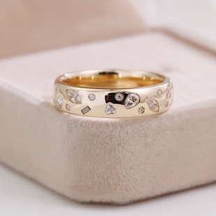 Trendy Niche Design Irregular Moissanite Full Diamond Ring Versatile Stackable Ring Gift for Girlfriend or Best Friend