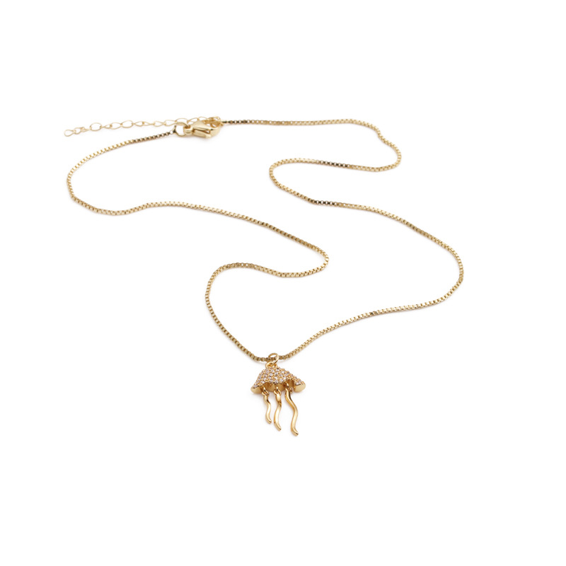 Copper zircon jellyfish necklace marine series jewelry new fashion simple clavicle chain sweater cha