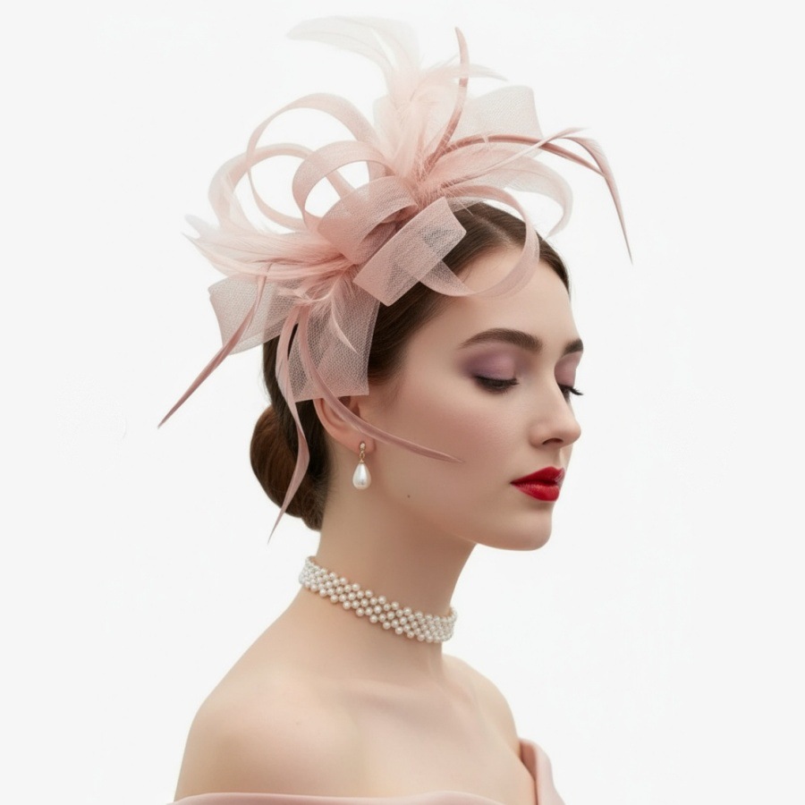 European and American Handmade Bridal Bow Mesh Hair Accessories Prom Banquet Mesh Feather Headdress Head Flower Decorations Wholesale