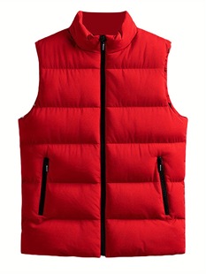 2025 Cross-Border New European and American Men's Plus Size Black Sleeveless Quilted Jacket Cross-Border Dropshipping