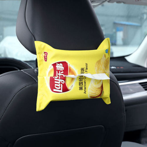 Bestselling paper towel box hanging car tissue bag dining napkin box car creative cute potato chip handlebar paper towel holder