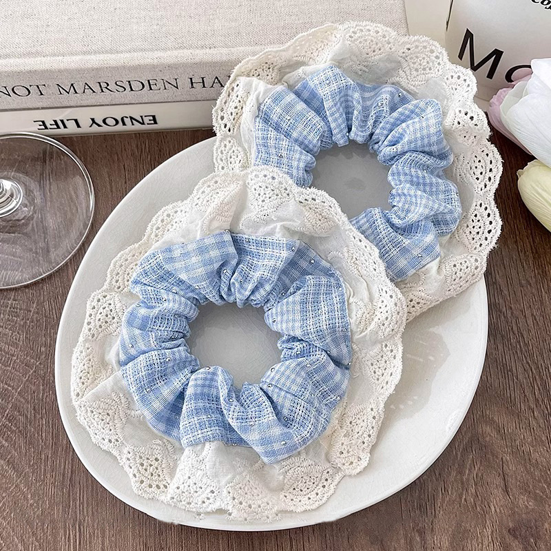 Anillo de cabello coreano de rayas de intestino grande de alta calidad para mujeres cuerdas de cabello lindas cuerdas de cabello de banda de goma de alta elasticidad cubierta de cabello