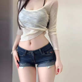 美式辣妹复古翻边牛仔超短裤女夏季新款低腰百搭显瘦卷边直筒热裤