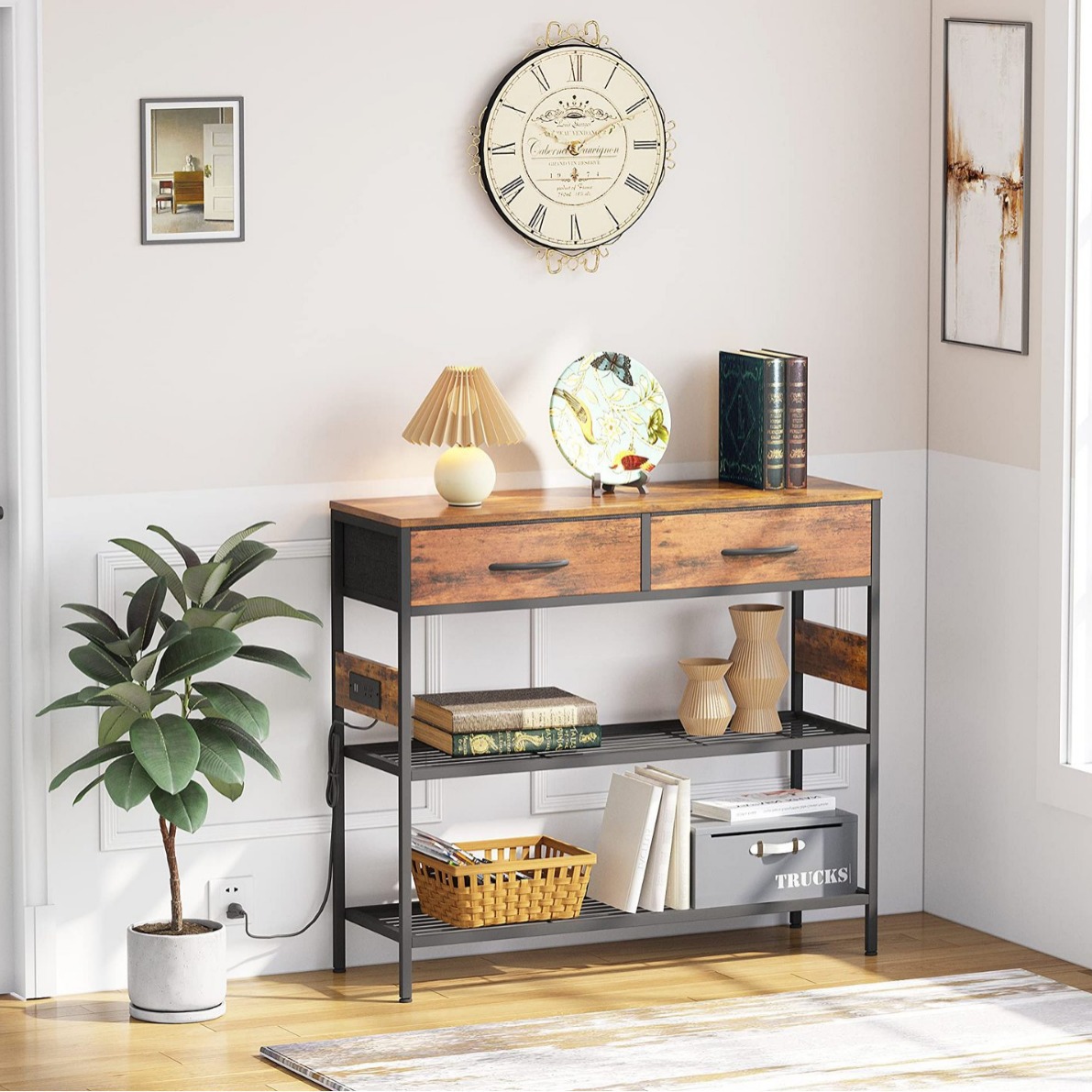 Luz de lujo doméstico contra la pared piso tres extracción de red de hierro armario de almacenamiento sala de estar sofá armario lateral estante de almacenamiento multifuncional