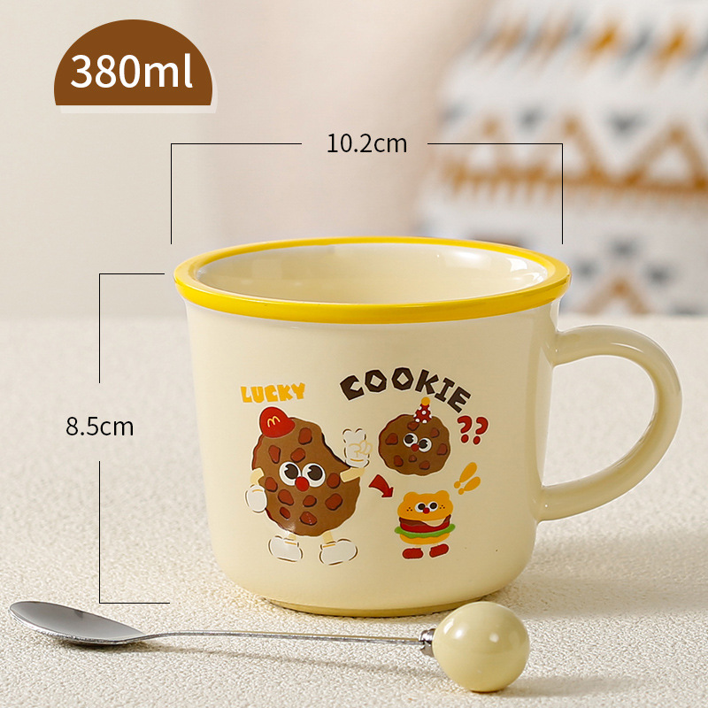 Taza de cerámica de regalo encantadora taza de regalo para niños taza de agua de dibujos animados taza de café doméstica con cubierta cuchara para niños
