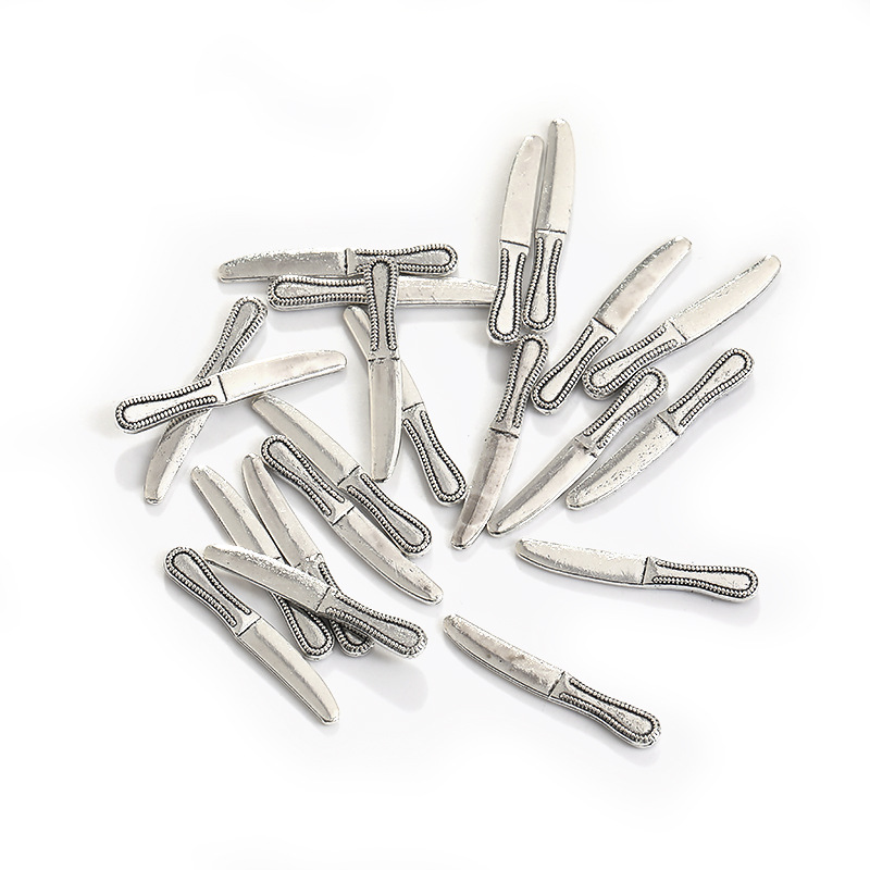 Wholesale retro mini daily necessities knife fork DIY alloy jewelry accessories A800162 4