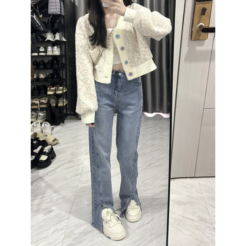 V领短款毛衣外套女春秋2025新款设计感甜美减龄气质长袖针织开衫|undefined