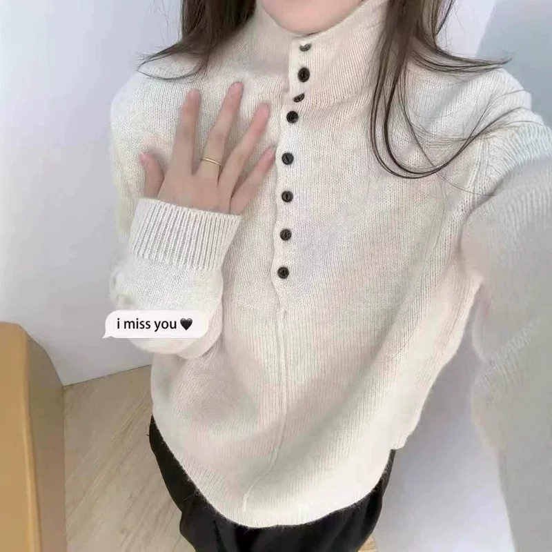 Кашемировый свитер Laneige Gentle Wind Stand Collar Sheep Wool для женщин, 2024 зима, новый единочка, мягкий восковый верх 240948