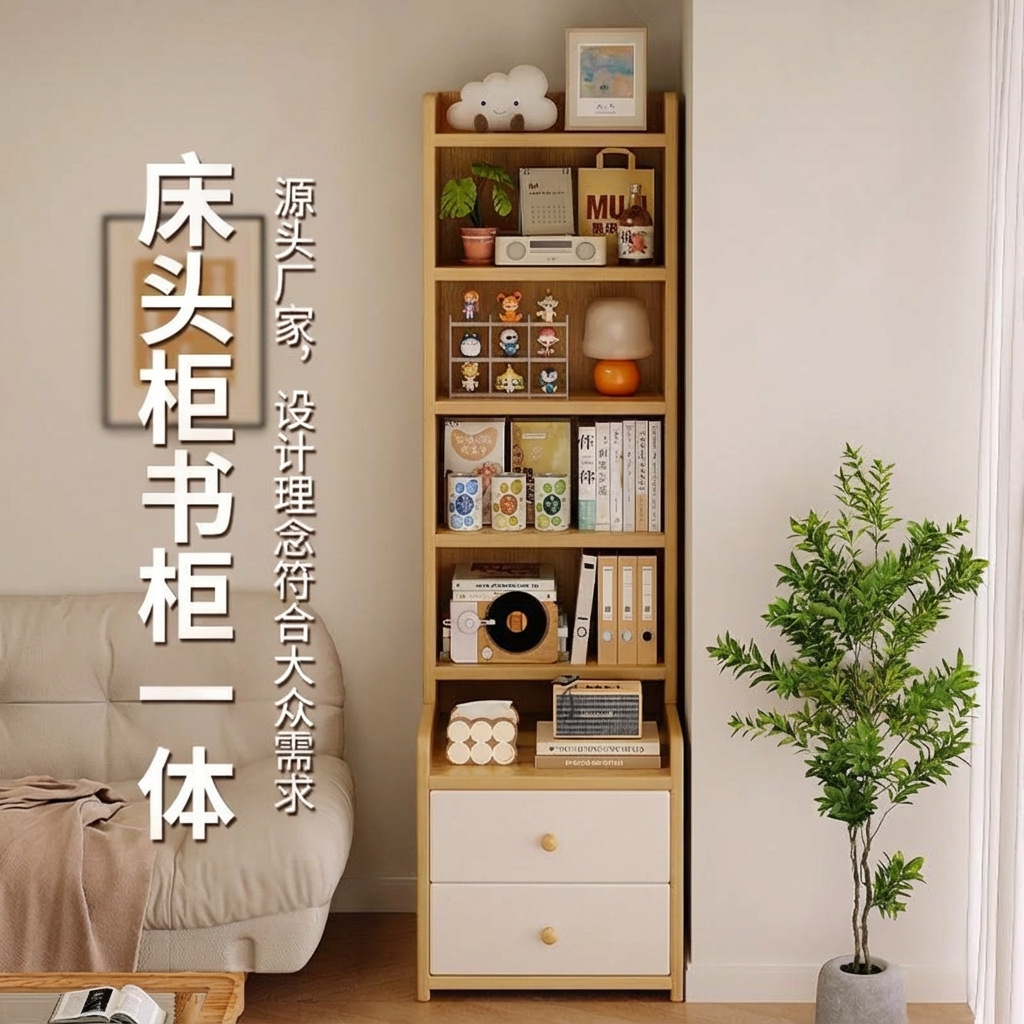 mesa de cabezal de cama dormitorio armario de almacenamiento armario de almacenamiento armario de exhibición doméstico acabado de estante elevado estante de libro piso