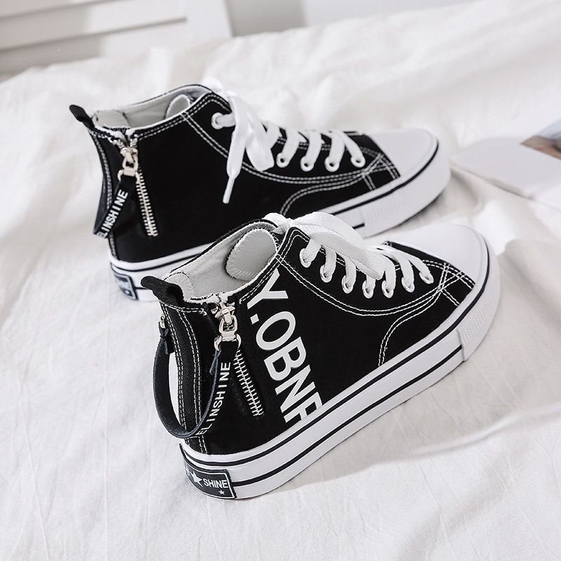 High-Top Canvas Shoes for Women 2023 New Versatile Non-Slip White Sneakers Ins Trendy Flat Lightweight Classic Style High-Top Canvas Shoes for Women 2023 New Versatile Non-Slip White Sneakers Ins Trendy Flat Lightweight Classic Style