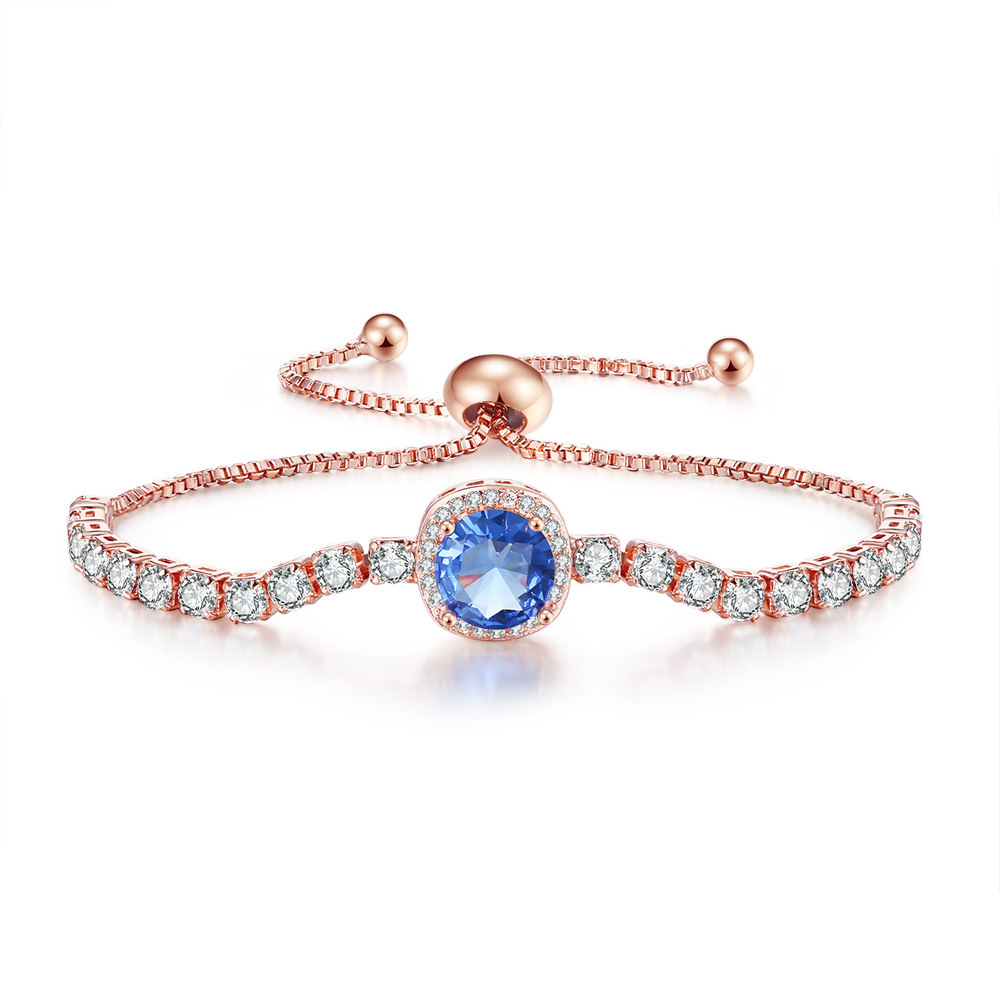 Bracciale a catena con pietra di nascita in zircone per donna_voghion.com