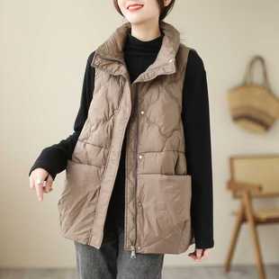 Real shot 2024 autumn and winter new cotton and linen vintage vest cotton warm vest women's inner