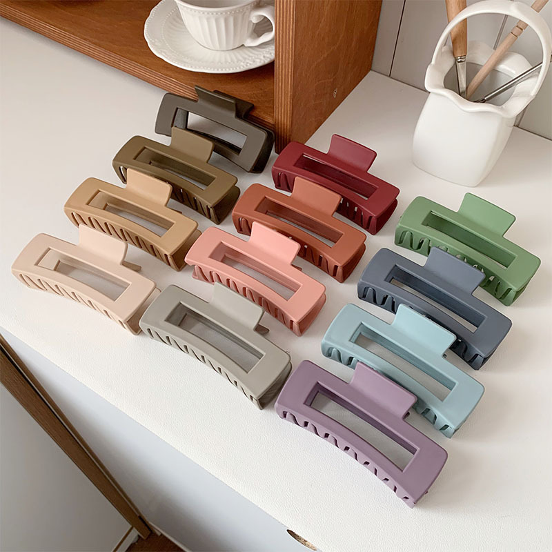 10.5cm Cross-border Frosted Square Grab Clip Large Hair Volume Acrylic Hair Grab Advanced Hair Shark Clip Female