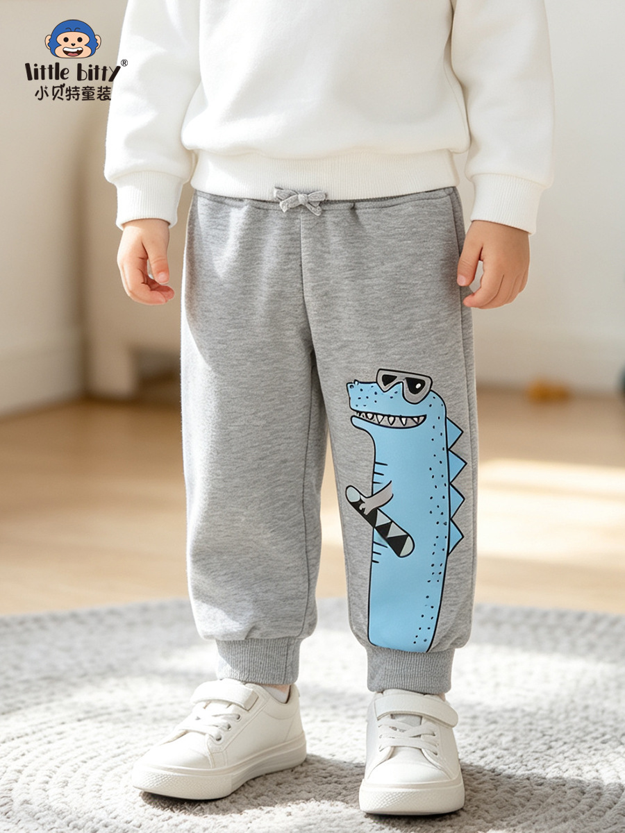 Children's casual sweatpants, 2026 autumn/winter stylish crocodile print jogger pants for boys, toddler sports pants, children's clothing
