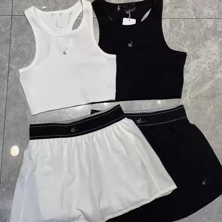 ALO背心＋网裙组合女夏季运动套装女健身短裙显瘦速干背心两件套