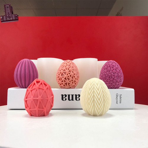 New Easter egg candle silicone mold egg grid egg vertical pattern wavy egg mousse cake Christmas candle mold