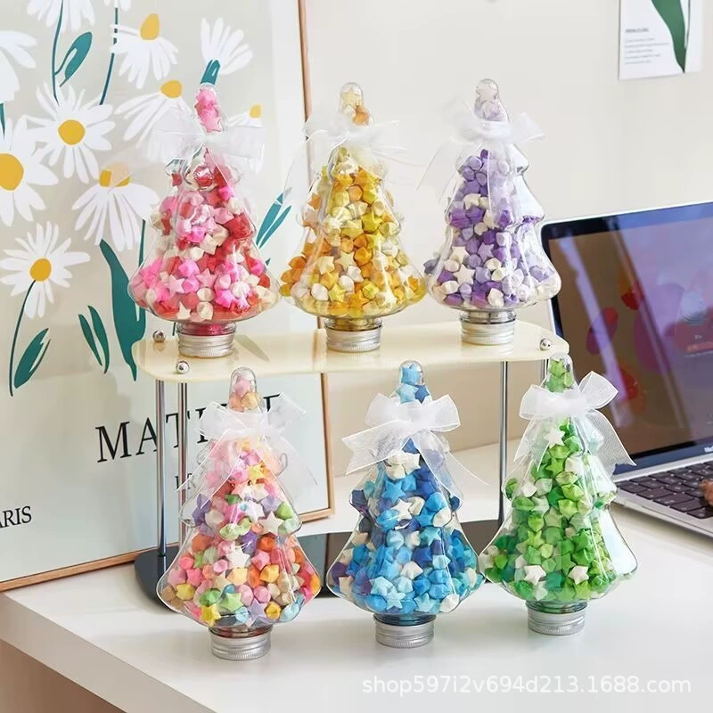 Origami Star Paper Strips DIY Kit, gradient multi-color options with bottle gift set