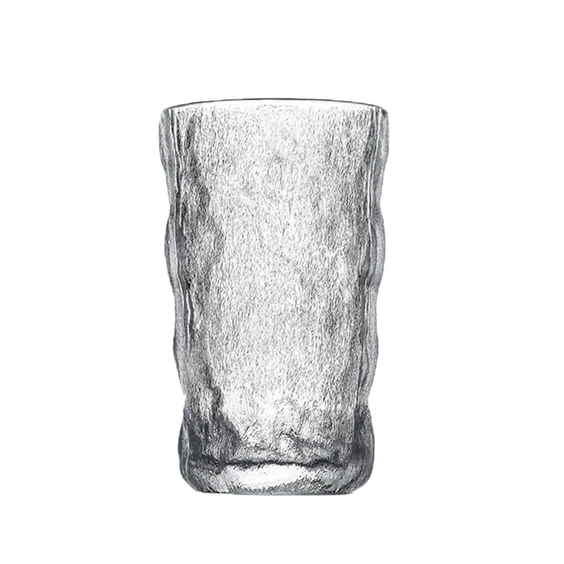 Glacier hammer cup Japanese-style transparent glass, textured ice pattern, household water/beer cup