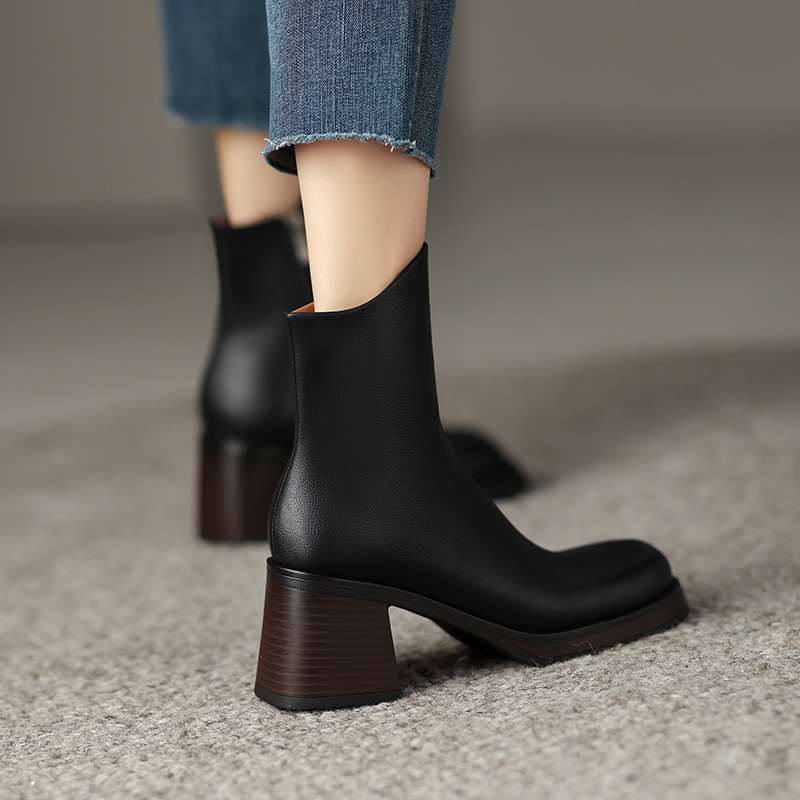 CHIKO Sabelia Square Toe Block Heels Ankle Boots