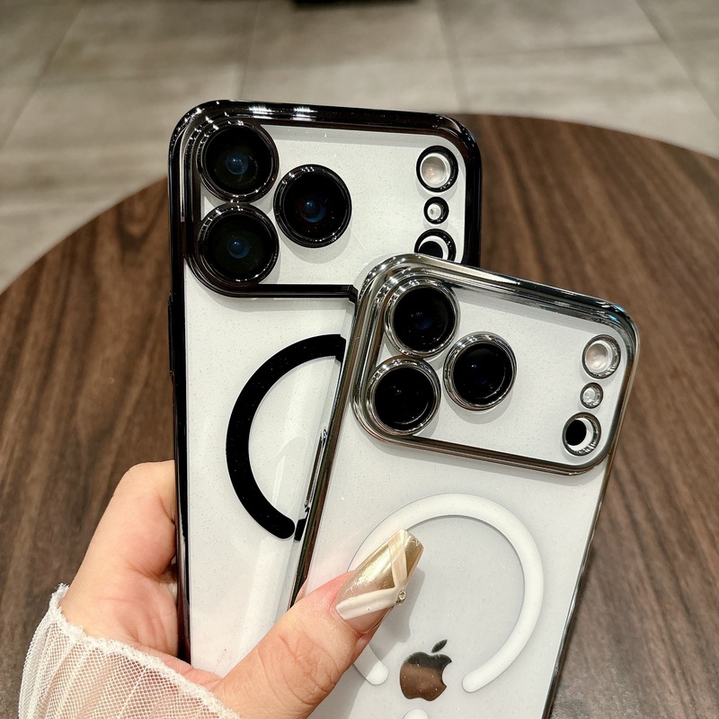 闪粉磁吸适用iPhone17ProMax手机壳苹果16PM电镀透明全包15保护套|undefined
