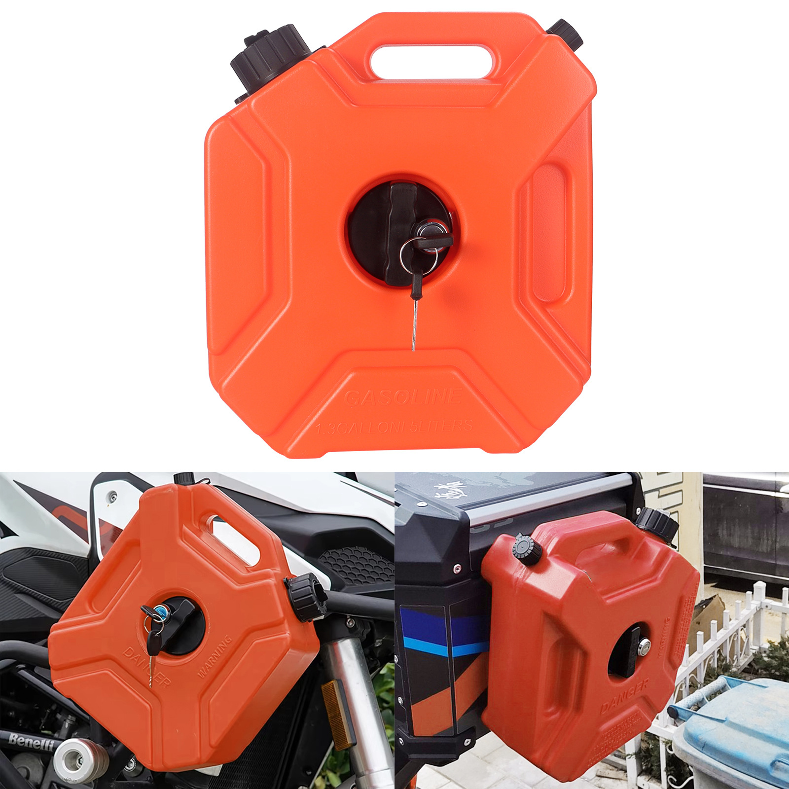 Wholesale Car and Motorcycle Spare Fuel Tank 5L with Lock Emergency Oil Pot Diesel Gasoline Plastic Oil Barrel Thickeneded Cross-Border