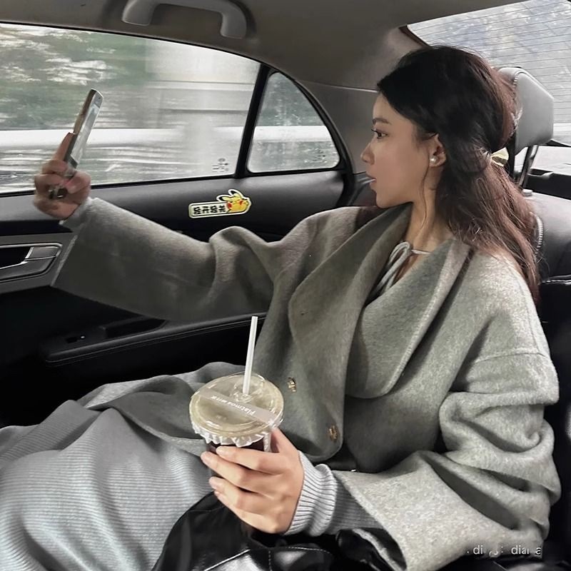 灰色呢子大衣女2026新款秋冬毛呢外套高级感小个子加厚气质中长款