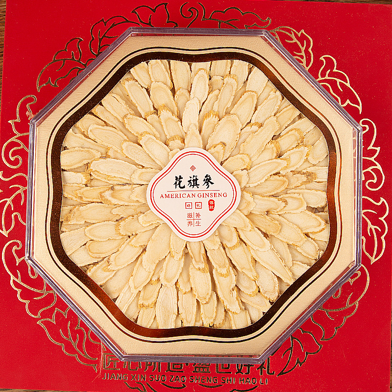 傳統滋補品500g西洋參斜片禮盒西洋參片花旗參切片帶手提袋送禮