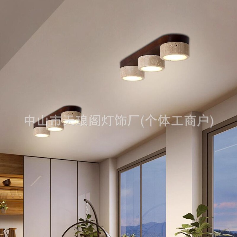 黄洞石吸顶灯过道灯走廊灯入户玄关中古侘寂奶油风入户LED吸顶灯|undefined