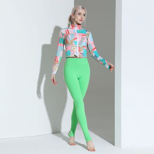 Autumn/Winter New Yoga Wear Modern Fashion Print Warm Coat Ladies Training Long Sleeve Zipper Cardigan Jacket