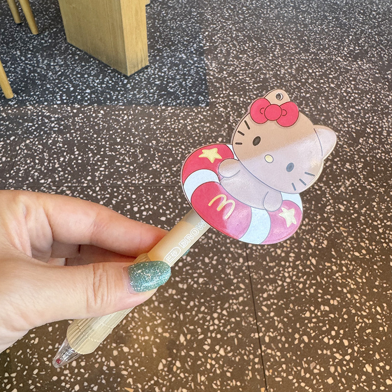 可爱卡通小猫圆珠笔按动中性笔高颜值少女心软萌写字笔|undefined