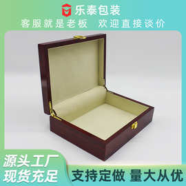 源头工厂现货可加logo红木纹亮面漆盒皮带包装木盒子高档腰带礼盒