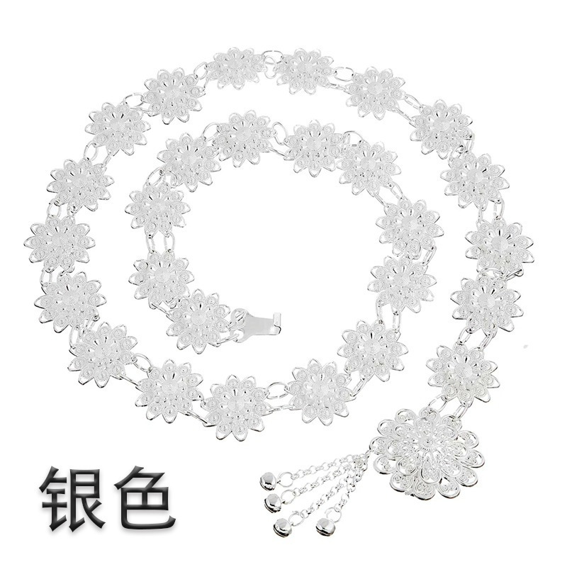 雲南タイ族のアクセサリーの民族風の金色のフリンジペンダントのアクセサリーの西双版納の金属は腰のチェーンにぶら下がっています。|undefined