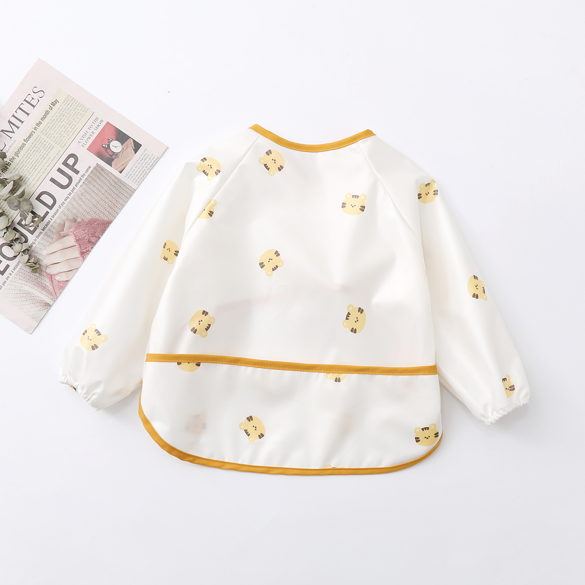 Babero Impermeable de Manga Larga para Bebé, Estilo Coreano INS con Respaldo de TPU - Ropa de Alimentación para Niño